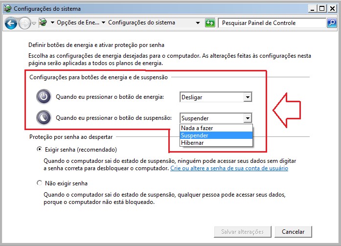 Opções de energia do Windows - Infonova
