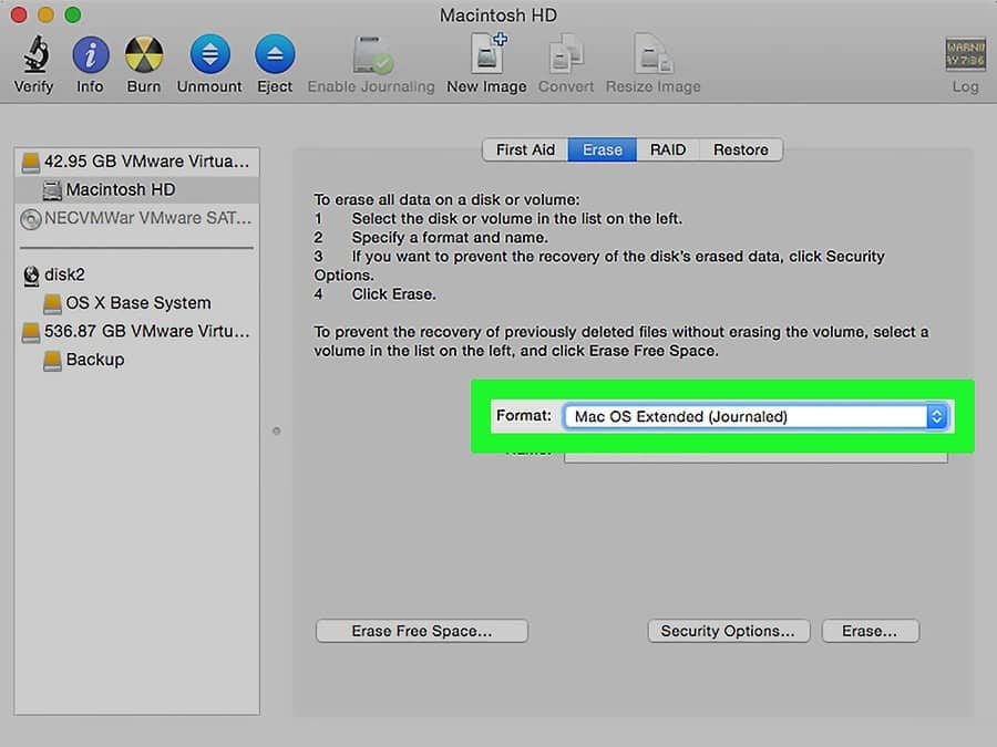 Mac OS Extended (Journaled) é o formato recomendo