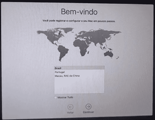 Selecione o seu país.
