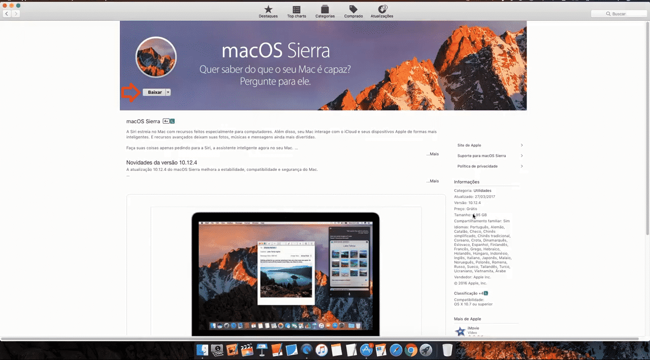 Página do MacOS Sierra na Apple Store