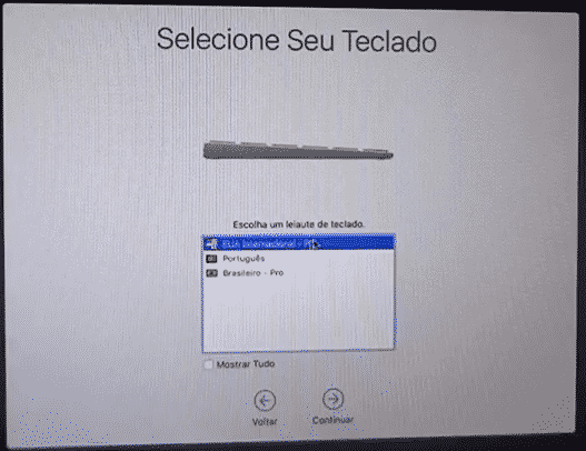 Selecione o layout de acordo com o seu teclado