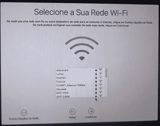 Selecione sua rede Wifi