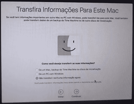 Selecione como gostaria de transferir o seu backup