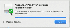 Pendrive do sistema criado com sucesso.